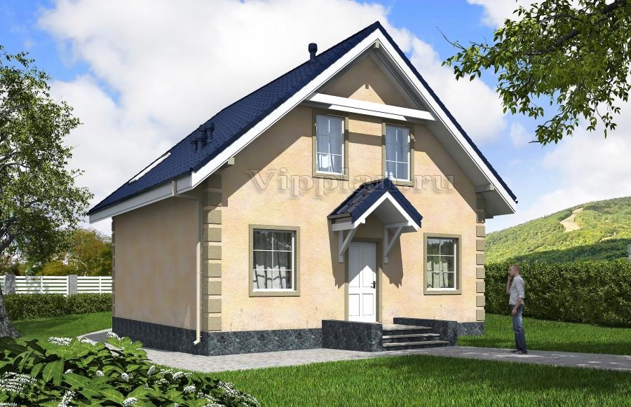 Одноэтажный дом с мансардой, террасой и балконом