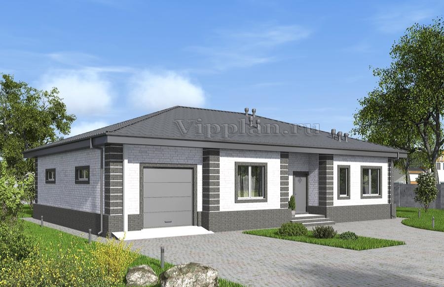 Одноэтажный дом с тремя спальнями и гаражом